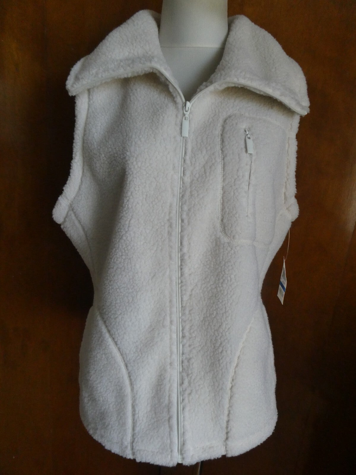 Style & CO. Sport Women's Winter White Full Zip Soft Vest w/Pockets Size XL