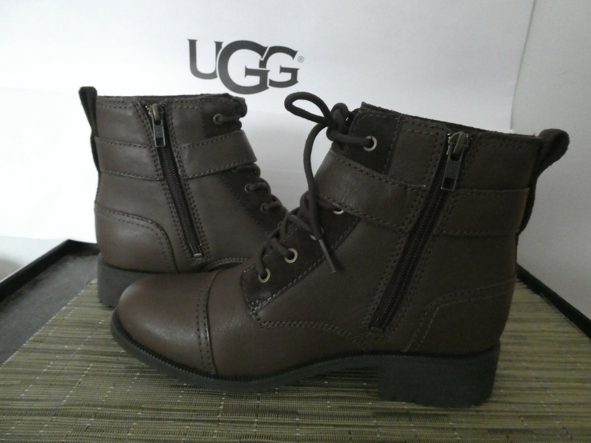 Ugg Australia Women's Jaidyn Brown Leather Combat Ankle Boots USA 7, USA 8, USA9