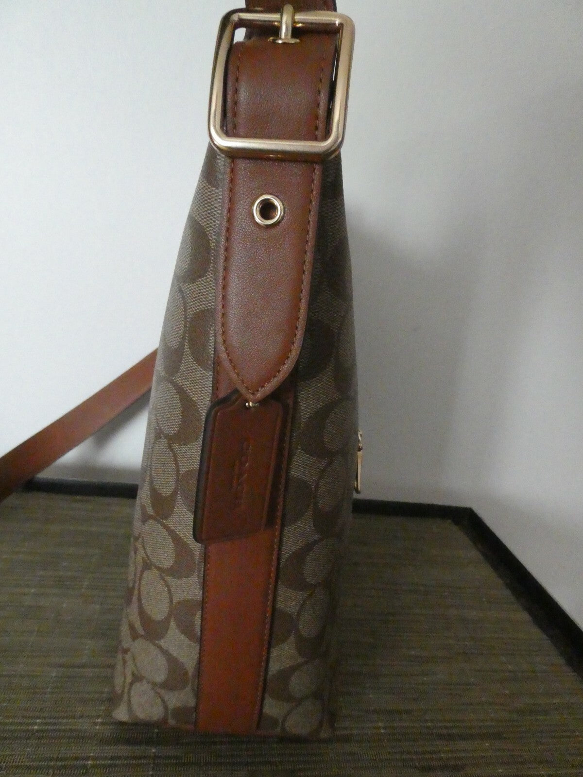 Coach Val Duffle In Signature Canvas With Stripe Handbag Style C5641