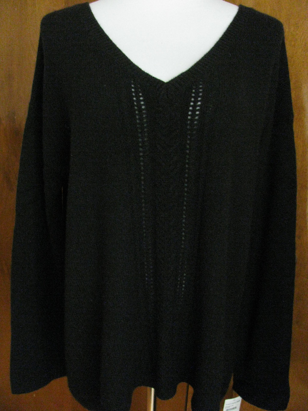 Tesori Women’s Cashmere Black V-Neck Sweater Large  NWT Runs Big