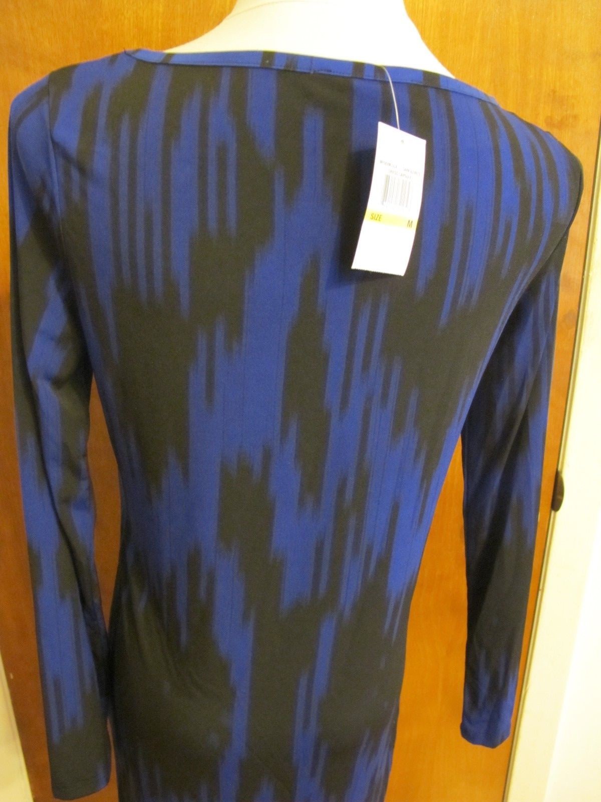 Michael Kors women’s black blue boat neck jersey shift long sleeve dress Medium