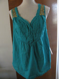 Calvin Klein Jeans women green cotton detailed beads decorated sleeveless top PL