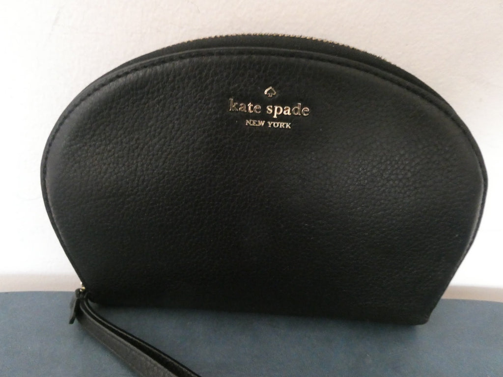Kate Spade New York Black Pebbled Leather Wristlet Clutch Zip Pouch Wallet