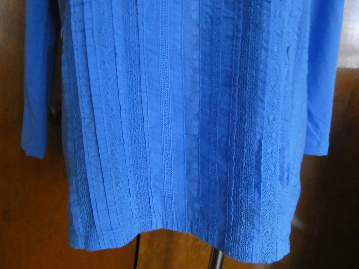 J.CREW  women's blue crewneck soft cotton 3/4 sleeves top Large