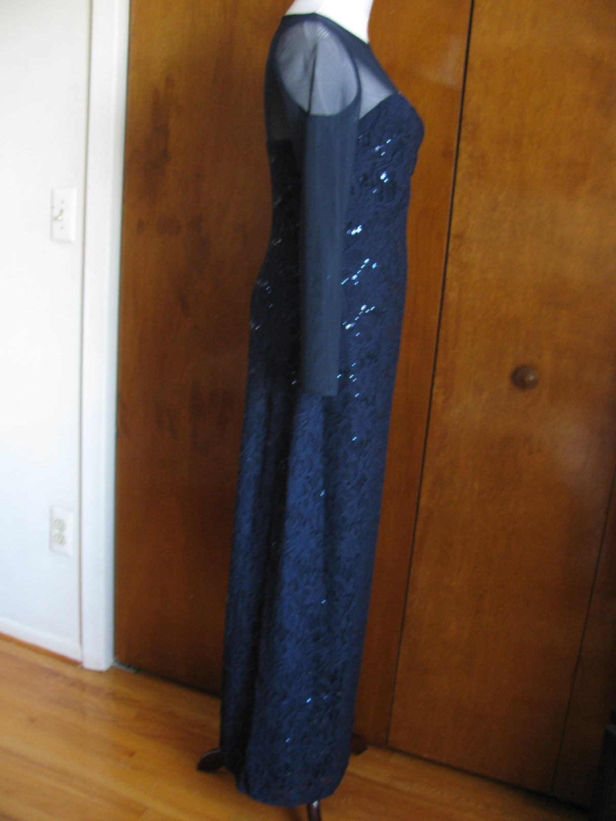 Ralph Lauren women dark blue sequin sparked floral lace evening maxi NWT dress 2