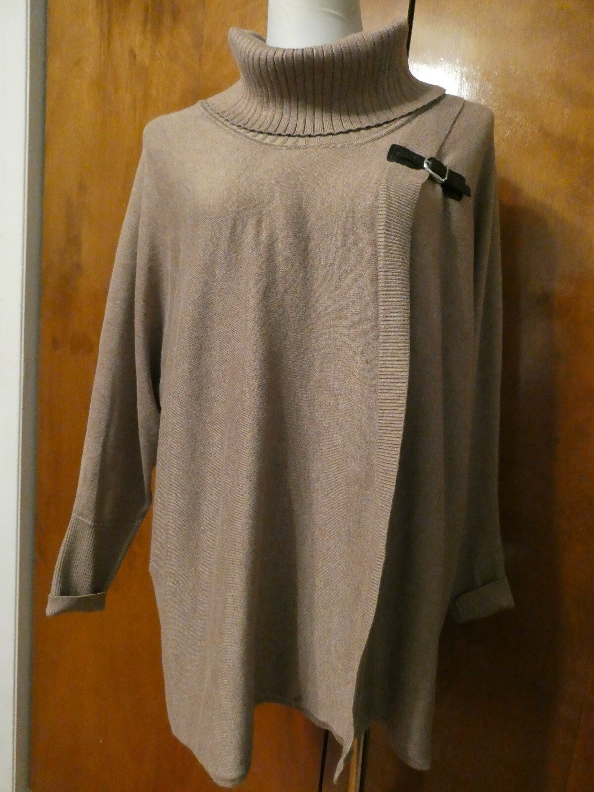 JM Collection Women’s Beige Cowl Neck Long Cardigan Sweater Large