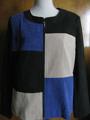 JM Collection Women's Blue Combo  Blazer 12 