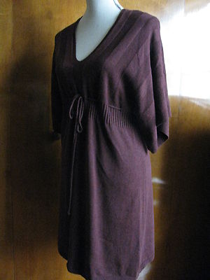 Studio women's brown cotton rayon heather bordeaux  tunic dress Medium NWT