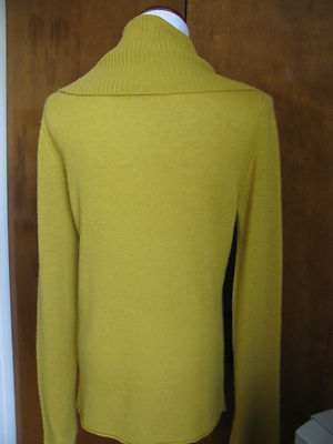  Evelyn women's daisy yellow cashmere cowl neck sweater XLarge New