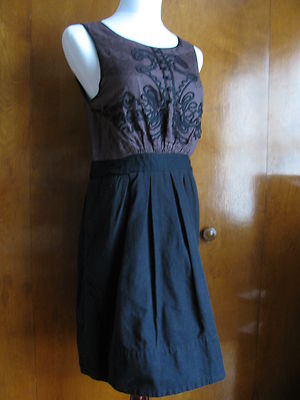Anthropologie Leifnotes women's brown black cotton lined dress New