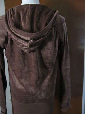 Max Sport Brown Velour Sportswear Hooded Sweater Medium 