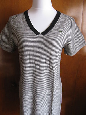 Lacoste Gray Striped  Stretch Dress Made in France New