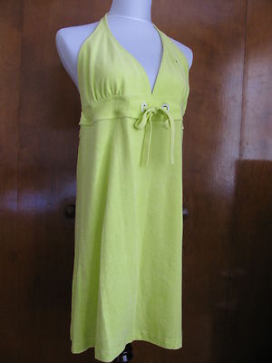Lacoste women's lime green cotton halter dress US14 Euro46 NWT