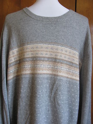 Bloomingdales men's combo gray beige cashmere crewneck sweater  size XXL New