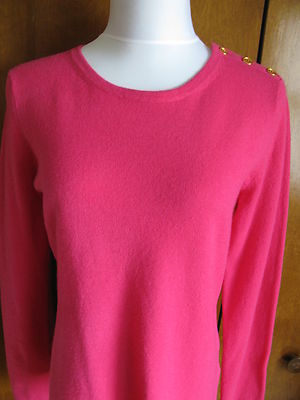 Sutton Studio women's pink 2ply cashmere buttoned  sweater Large NWT 