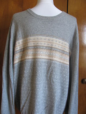 Bloomingdales men's combo gray beige cashmere crewneck sweater  size XXL New
