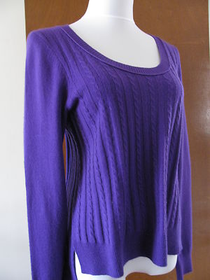 Aqua Women's Purple Cashmere Back Sweater Size S, XS