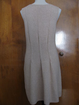 Sutton Studio women's ivory wool cashmere detailed sleeveless dress Large New