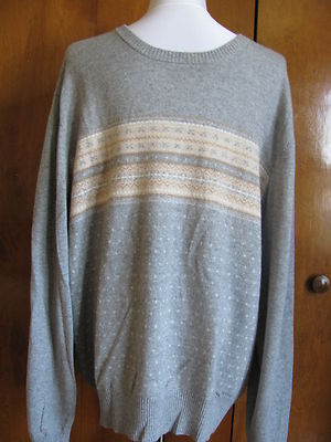 Bloomingdales men's combo gray beige cashmere crewneck sweater  size XXL New