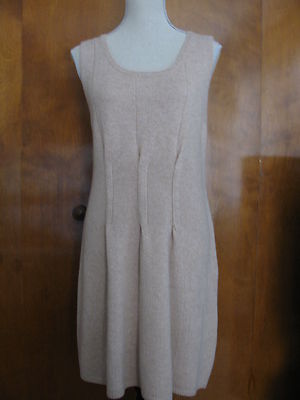Sutton Studio women's ivory wool cashmere detailed sleeveless dress XLarge New