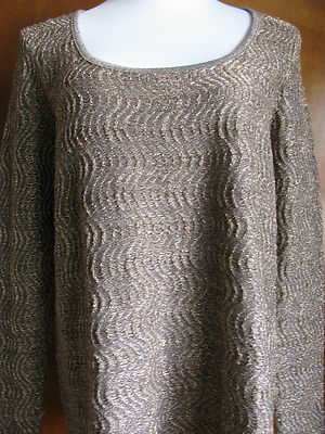 Michael Kors Women's Champagne Beige Gold  Lurex Cardigan Large 