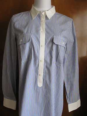 Gap women's blue white striped cotton pocketed shirt dress New