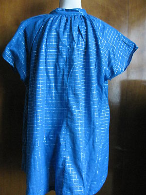 French Connection women's cotton blue silver lurex top New