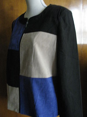JM Collection Women's Blue Combo  Blazer 12 