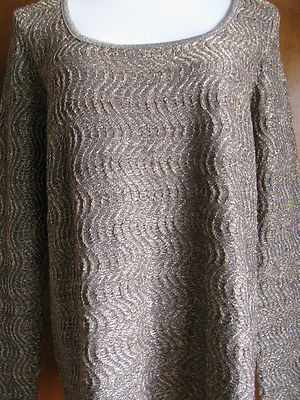 Michael Kors Women's Champagne Beige Gold  Lurex Cardigan Large 