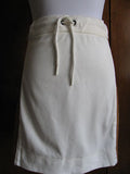 Lacoste designer woman's off white brown cotton leather skirt 44 US 12 