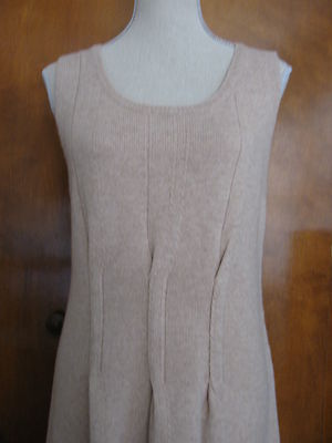 Sutton Studio women's ivory wool cashmere detailed sleeveless dress XLarge New