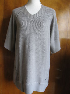 Lacoste women's beige and teal wool cashmere cardigan New