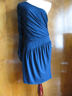 Laundry By Design Women's Navy Evening One Shoulder Lined Dress Size 12 