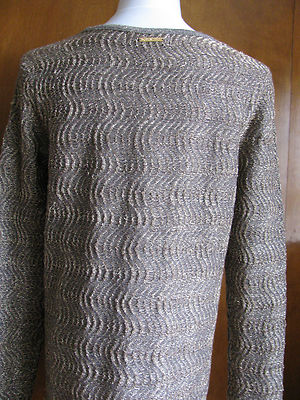 Michael Kors Women's Champagne Beige Gold  Lurex Cardigan Large 