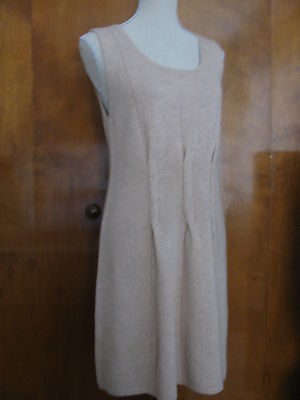Sutton Studio women's ivory wool cashmere detailed sleeveless dress XLarge New