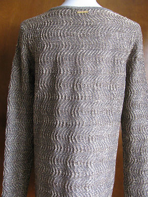Michael Kors Women's Champagne Beige Gold  Lurex Cardigan Large 