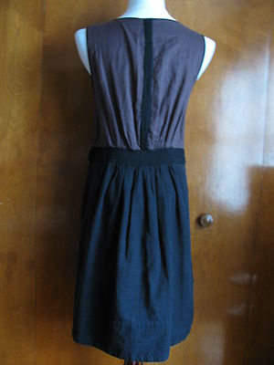 Anthropologie Leifnotes women's brown black cotton lined dress New