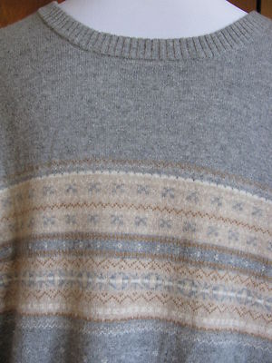 Bloomingdales men's combo gray beige cashmere crewneck sweater  size XXL New