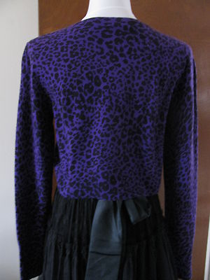 Aqua women's purple black leo print cashmere cardigans Size Small, Medium