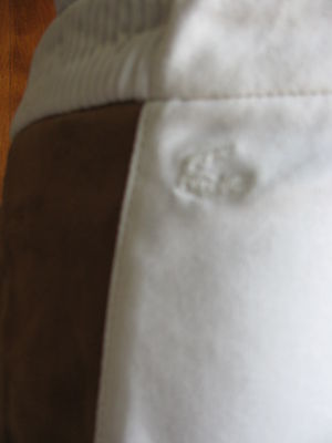 Lacoste designer woman's off white brown cotton leather skirt 44 US 12 