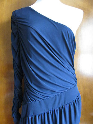 Laundry By Design Women's Navy Evening One Shoulder Lined Dress Size 12 