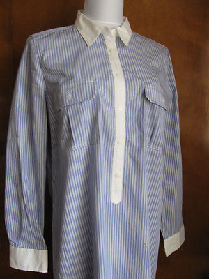 Gap women's blue white striped cotton pocketed shirt dress New