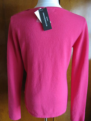 Sutton Studio women's pink 2ply cashmere buttoned  sweater Large NWT 