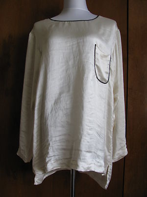 Theory women's pearl white long sleeves blouse Large New
