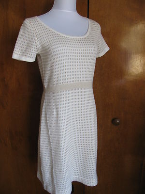 Anthropologies women's beige white dress medium 