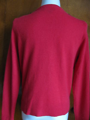 Bloomingdale's Women's bright red soft cashmere beaded cardigan Large NWT