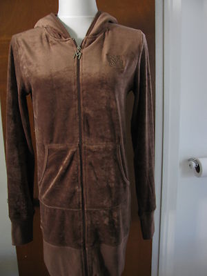 Max Sport Women's Brown Velour Sportswear Hooded Sweater Medium