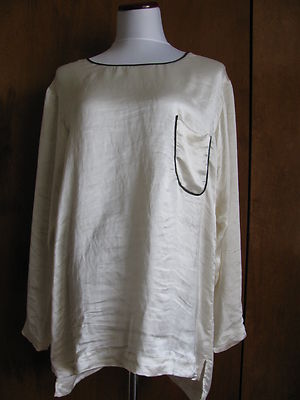 Theory women's pearl white long sleeves blouse Large New