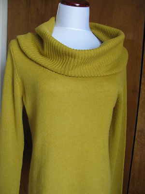  Evelyn women's daisy yellow cashmere cowl neck sweater XLarge New