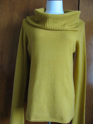  Evelyn women's daisy yellow cashmere cowl neck sweater XLarge New